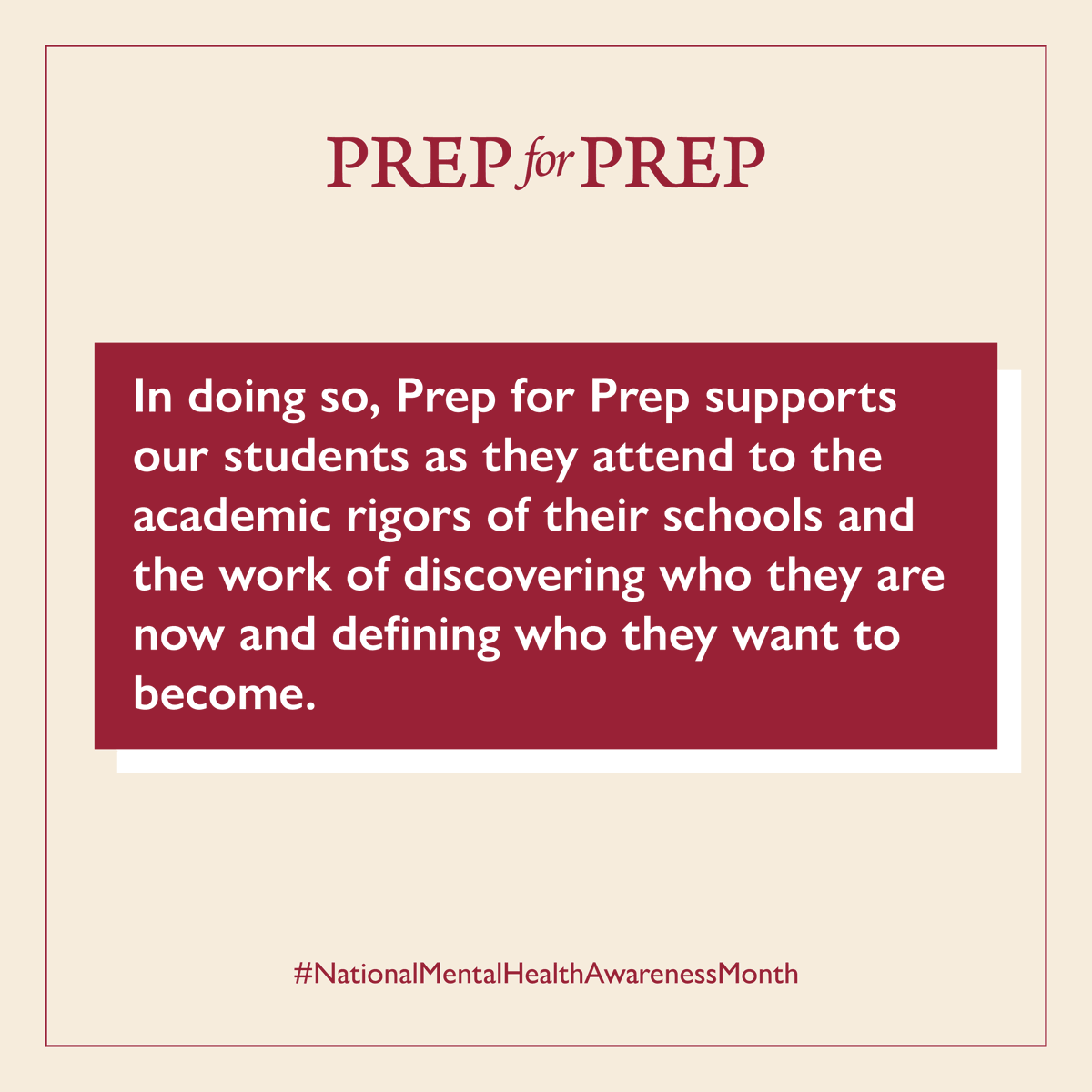 Prep_for_Prep's tweet photo. Prep for Prep commits to a #wholestudent approach that promotes self-awareness and self-actualization as key to academic, social, and emotional development. Learn more at https://t.co/p4GQ6bpHUg

#NationalMentalHealthAwarenessMonth #mentalwellness #studentsupport https://t.co/NnbHorn9dO