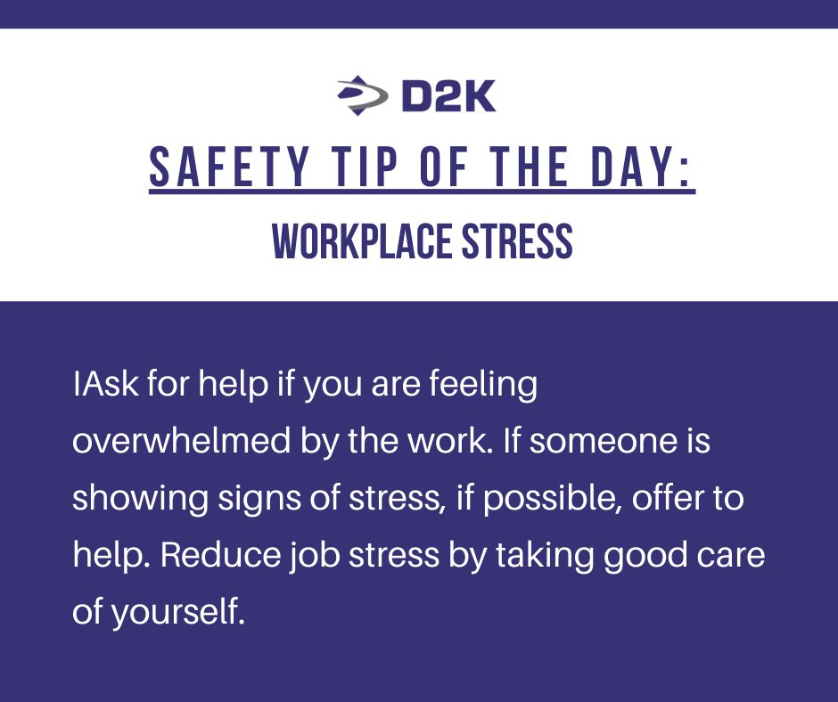 D2K_Traffic's tweet photo. Look out for yourself & co-workers!
#SafetyTip #WorkplaceStress #InjuryPrevention #BurntOut #SelfCare #MentalHealth #TrafficControl #TrafficControlServices https://t.co/ucyu4cSUY3