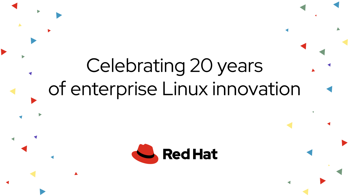 RedHat's tweet photo. The world runs on @RHEL. See how we're celebrating 20 years of innovation and imagine what the next 20 years will hold, all on the blog: https://t.co/mlgoY3Lm8X #RHEL https://t.co/0bDDTYAMCz