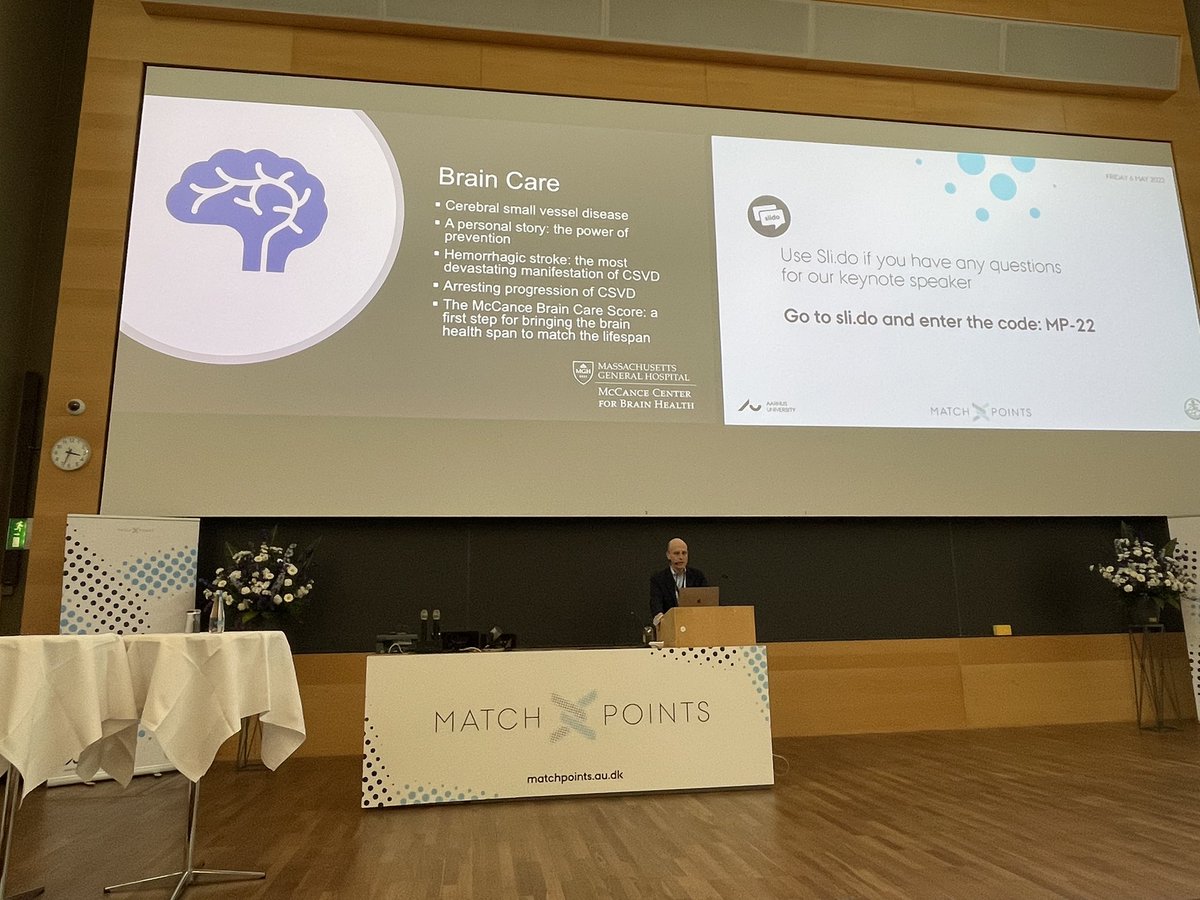 AarhusUni_int's tweet photo. The last keynote lecture at #MatchPoints22 is Jonathan Rosand @JRosand_MD, Professor of Neurology, @harvardmed Boston. Professor Rosand lecture is titled: “Restoring and Preserving Brain Health” https://t.co/OsG3XHT900