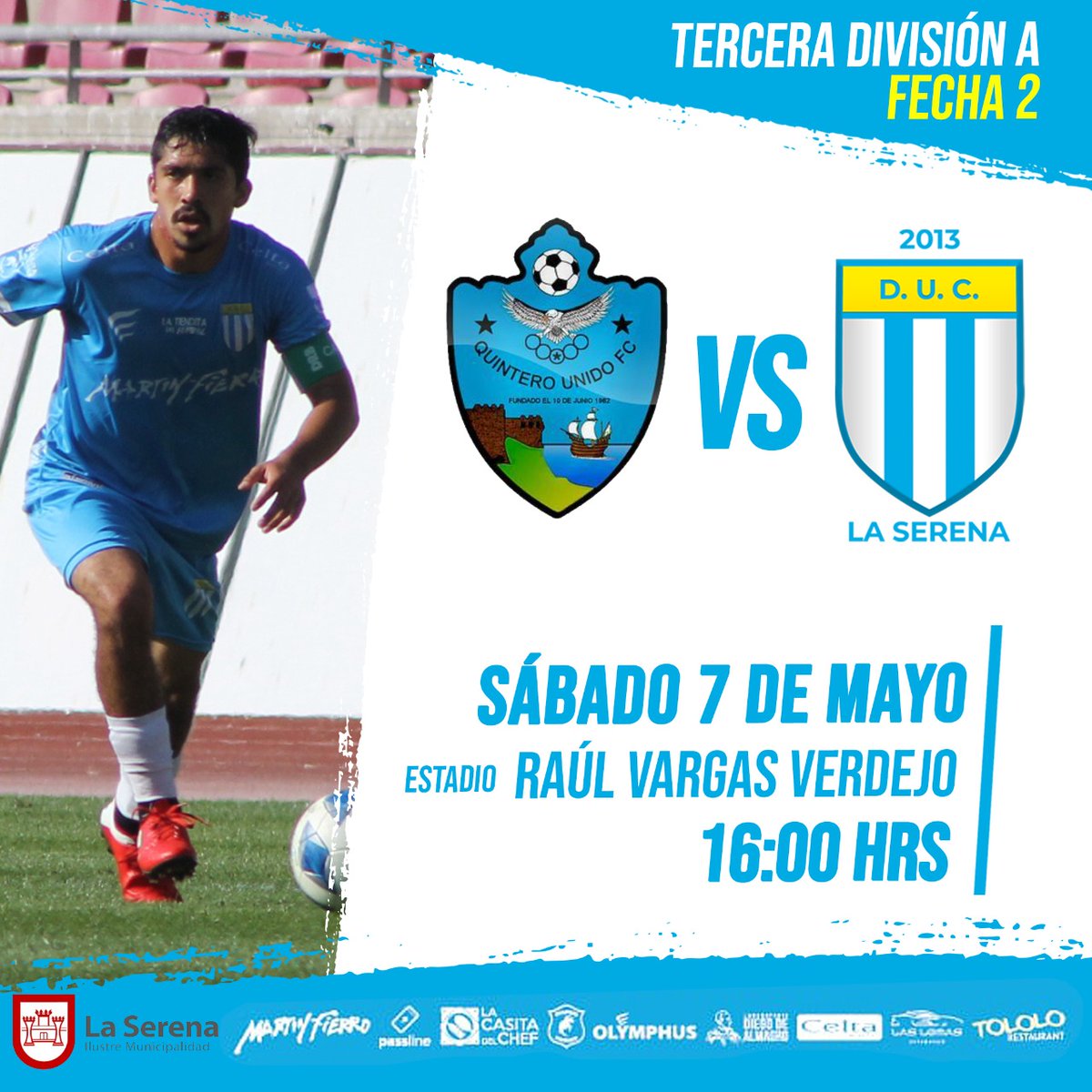 DUCLaSerena's tweet photo. ¡MAÑANA JUEGA EL DUC! Vamos a Quintero, uo oooo 🎼 Deportes Unión Compañías disputará la segunda fecha de la Tercera A ante Quintero Unido ¡Vamos con todo a conseguir la victoria!
Envía tu apoyo al #SuperDUC y sus guerreros celestes⚽💪
#VamosDUC https://t.co/J1zQq8Ut3G
