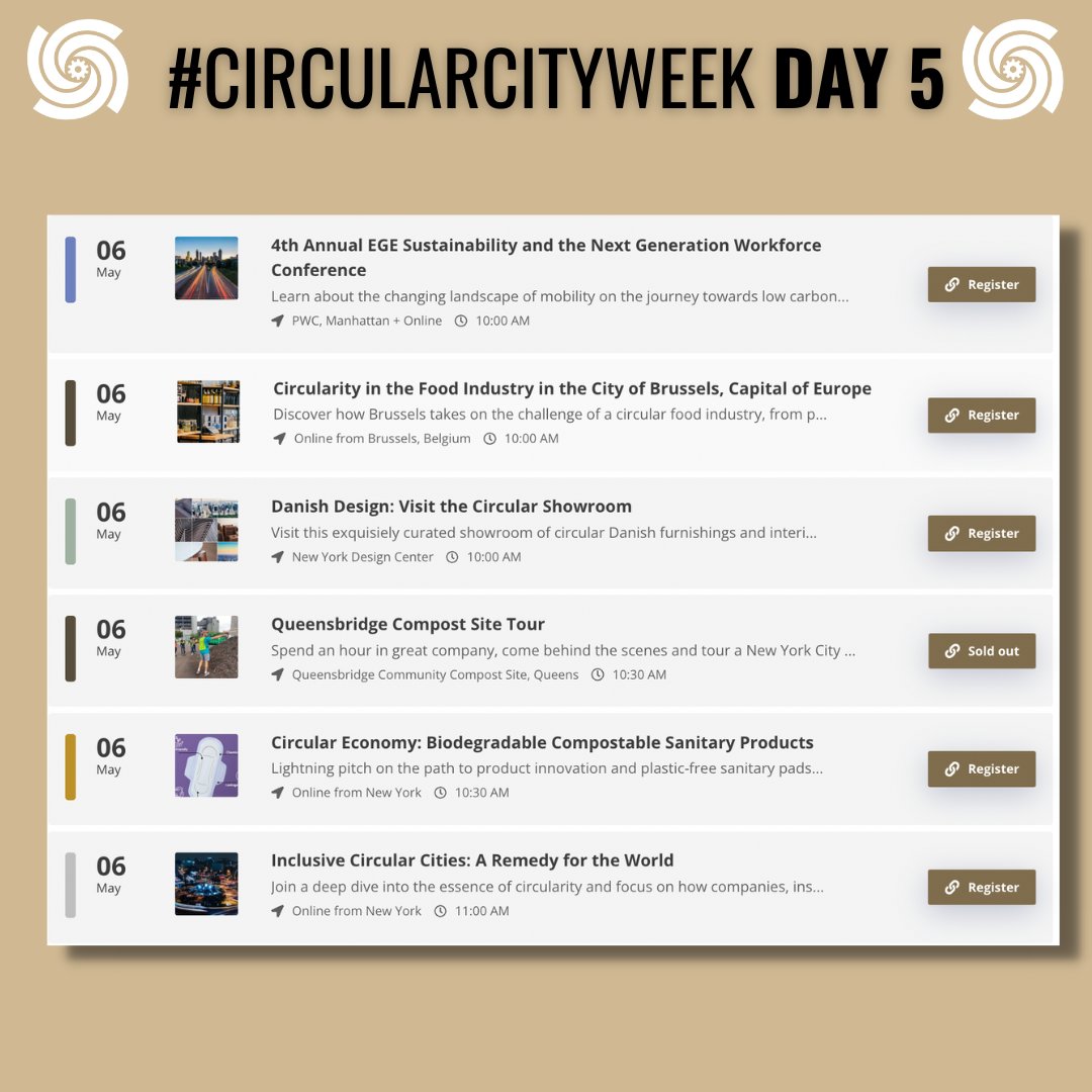 CircularWeek's tweet photo. 🎉 DAY 5 of #CircularCityWeek 🎉
We are almost at the end of Circular City Week, and what a week it has been! But it’s not over yet. Attend some more events today to learn, engage, and network!
Register: https://t.co/fjEVlTxNWM https://t.co/U5lS6EwTi8