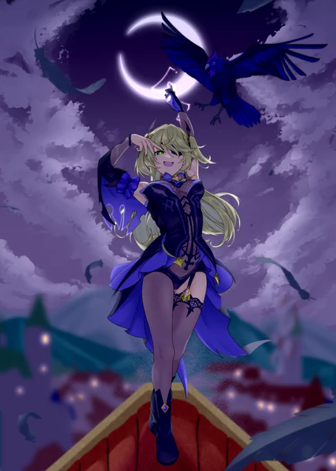 Skebを一件納品しました!原神よりフィッシュルちゃんです 闇夜にドヤる断罪の皇女 