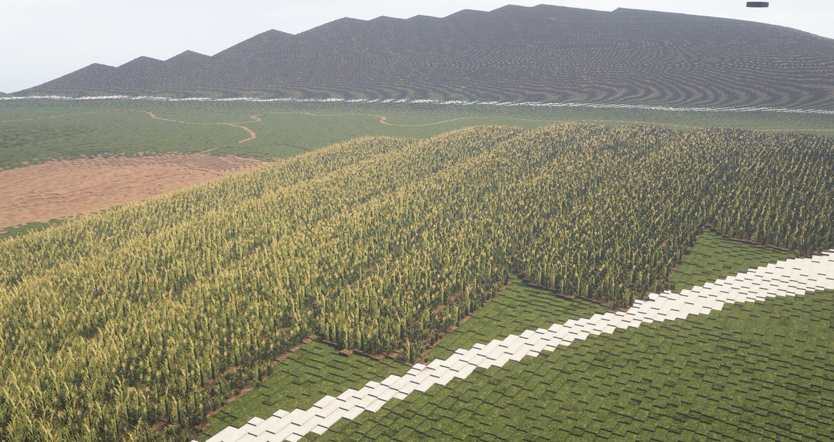 hfranz_official's tweet photo. A WIP progress shot of the fields and landscape surrounding Čakov. I'm focusing on implementing crops onto fields currently, and so far it's come out very nice!

#WeAreConquest #ConquestReforged #Minecraft #BuildingCakov #Minecraftbuilds #minecraft建築コミュ https://t.co/kseWYZPF2n