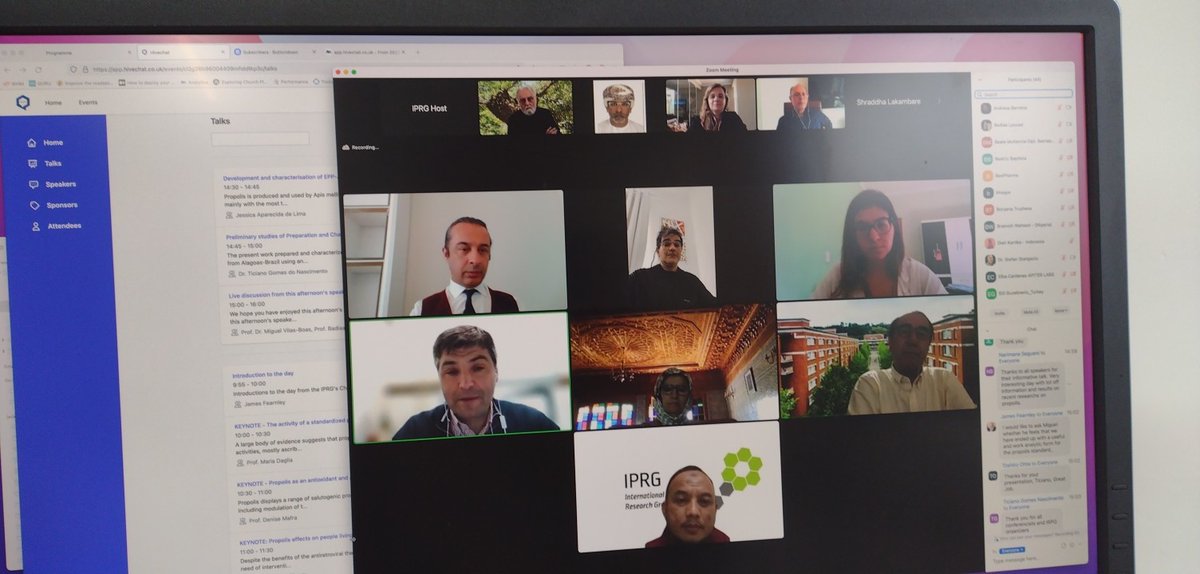 iprg_buzz's tweet image. We're now entering our final 'hivechat' session, giving our speakers opportunity to answer questions about their research. A big thanks to all those who have contributed to today's sessions 🙂

#propolis #conference #zoom