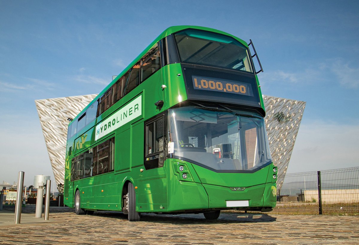 Wright_bus's tweet photo. A staggering one million miles will be clocked up by @Wright_bus  zero-emission hydrogen double deckers today after the #Hydroliners first entered passenger service last year.

Read more:
https://t.co/0kvZY897hn

#wrightbus #hydrogenbus #zeroemissions https://t.co/aHm3LVD8Nm
