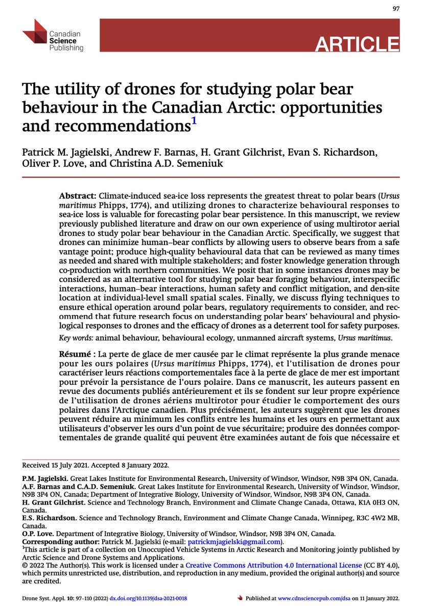 AEDerocher's tweet photo. New polar bear paper: using drones to study behaviour. Less invasive means of studying wildlife has moved in quantum leaps (e.g., camera traps, hair snags, fecal DNA). Coming years will further change how research is conducted. https://t.co/AfZ8dHIKNp