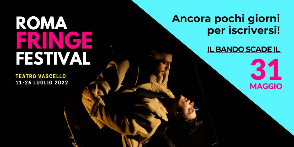Mancano pochi giorni alla scadenza del bando per partecipare alla 10° edizione del #romafringefestival.
Sei ancora in tempo per presentare il tuo progetto!
Visita il sito romafringefestival.it
