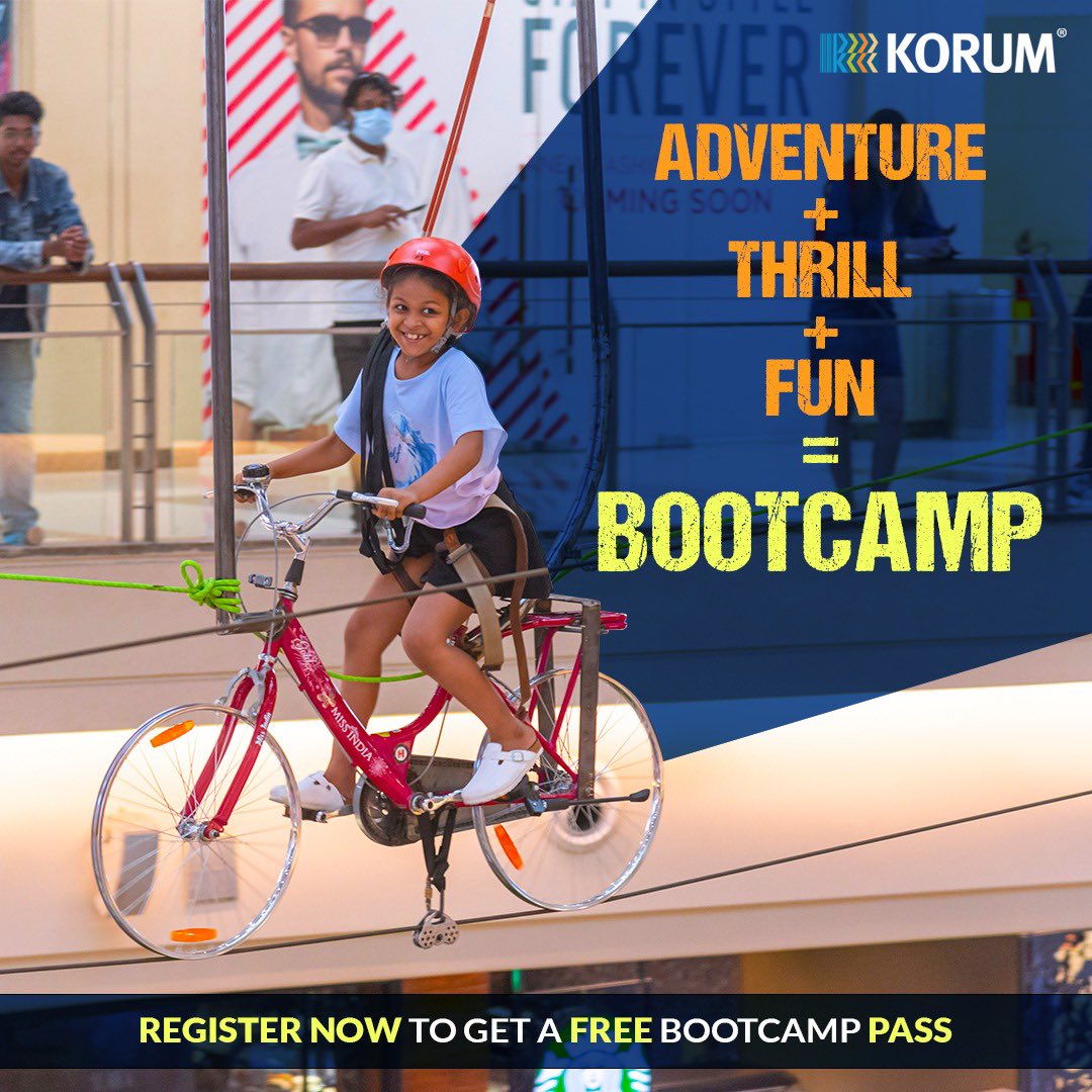 KorumMall's tweet photo. Hey Parents,
We have a Deal like never before 😍😍!!
Register yourself now to get a Free BootCamp Coupon for your kids 
head to the Link in the bio to register your kid now !!!

#korumcalling #mysafeplace #korummall #bootcamp #summer #thrill #adventure #summercamps #camping https://t.co/arP5Nv67OJ