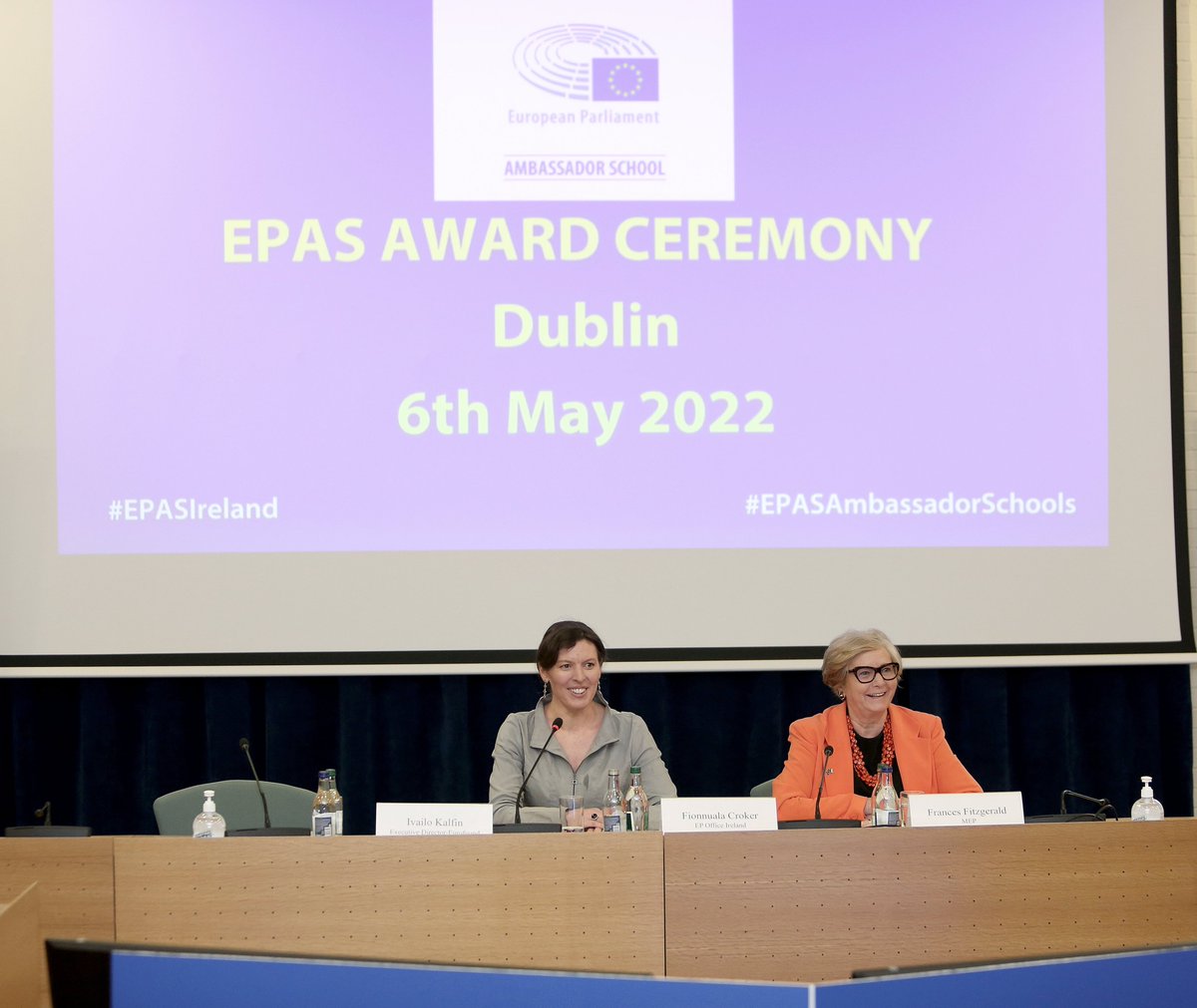 EPinIreland's tweet photo. We had a wonderful day today at the Dublin EPAS Awards Ceremony.

Many thanks to @FitzgeraldFrncs for joining us and for taking part in a Q&amp;A with the students. And to @IvailoKalfin for hosting us at @eurofound.

Congratulations to all the students on completing the programme! 🇪🇺 https://t.co/mJnV8fQWyT