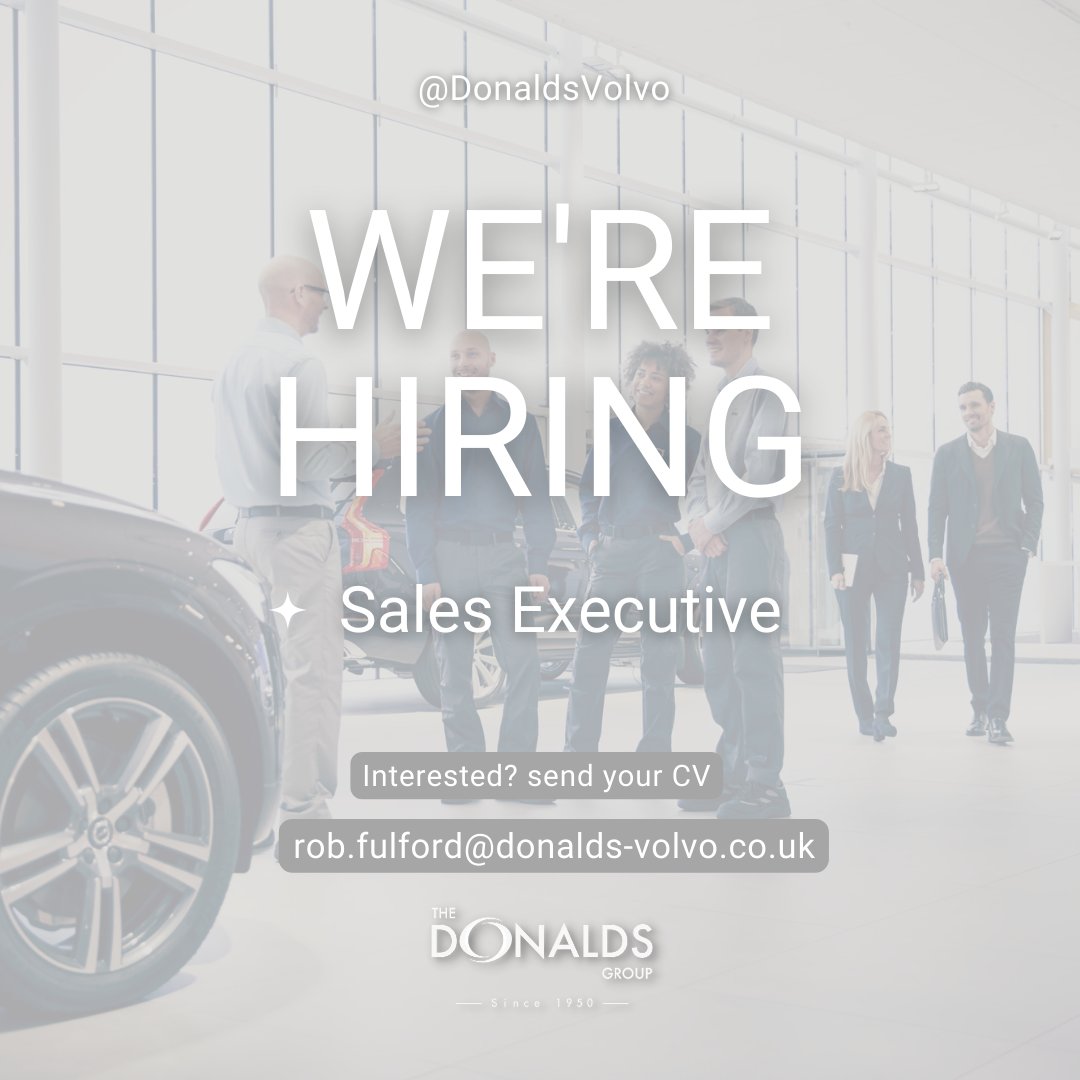 DonaldsVolvo's tweet photo. We're recruiting for a new Sales Executive to join our team at Donalds Volvo working from Futura Park in Ipswich. For further details click https://t.co/bFDjugU9nG https://t.co/vhx8yr8S2j