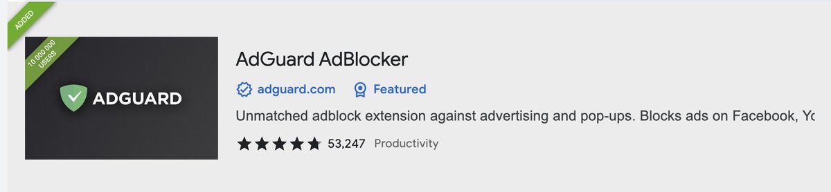 By the way, AdGuard AdBlocker browser extension is featured in <a href="/googlechrome/">Chrome</a> Web Store!

Why not try it out? It's free!
chrome.google.com/webstore/detai…