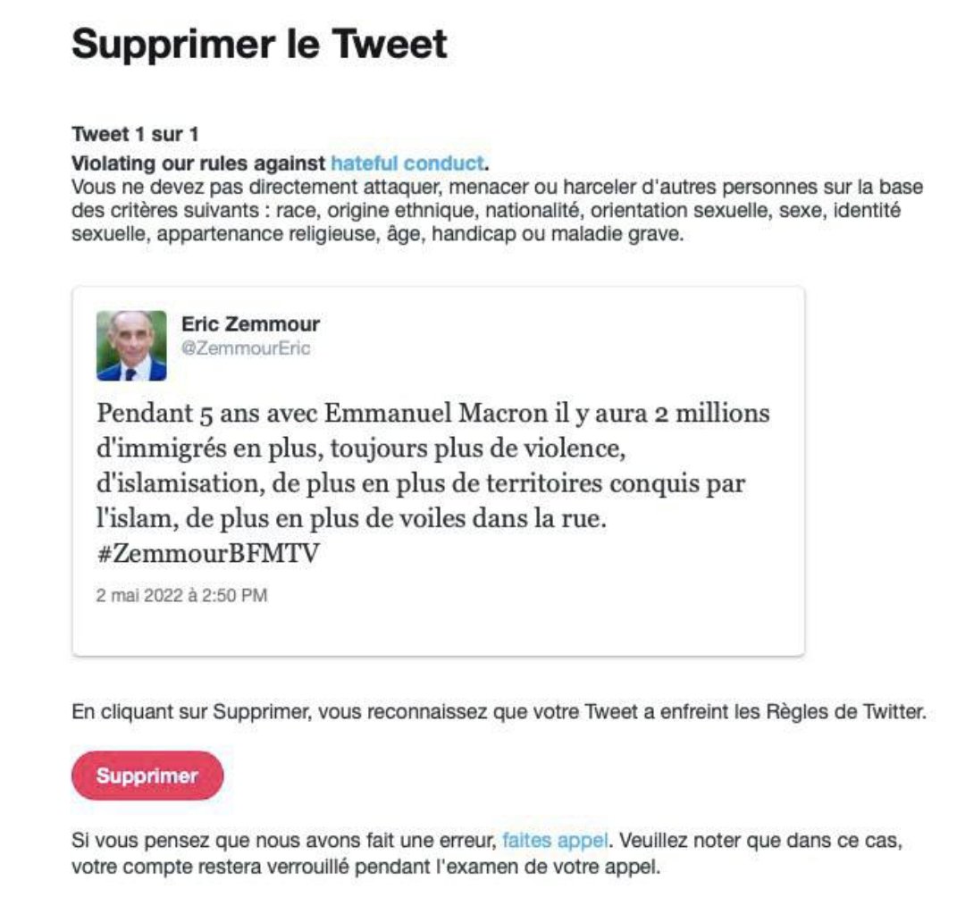 Asur_RL's tweet photo. C'est au tour de l'oiseau bleu de censurer @ZemmourEric. La vérité fâche, mais vaincra. https://t.co/CXT4ZGFBPx