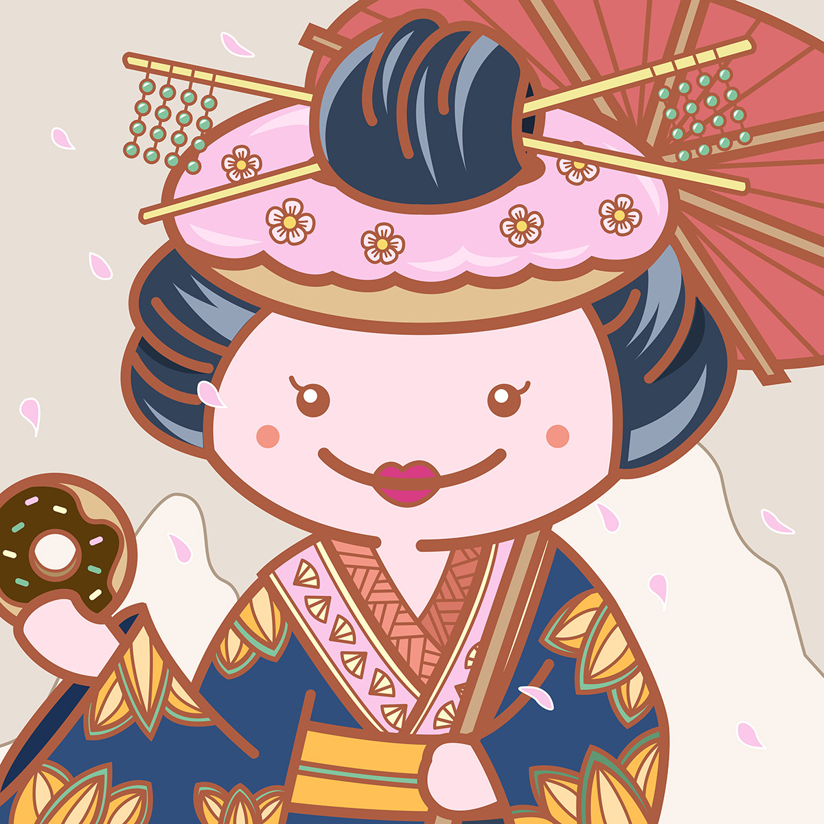 shinelikesugar's tweet photo. My DonutHead Geisha is off to a new home. Thank you to the one who bought it! 

The rest of my DonutHead series is still available at @artano__io 😀

#Cardano #CNFT #CardanoCommunity https://t.co/KxyTs5rGnk