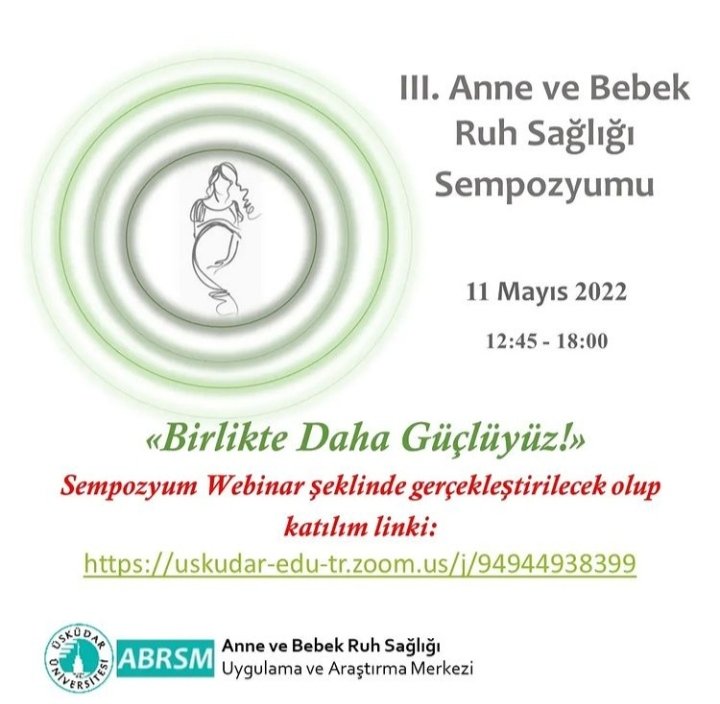 AnneBebekUsk's tweet photo. Değerli Takipçilerimiz,
11 Mayıs 2022 tarihinde planlamış olduğumuz Anne ve Bebek Ruh Sağlığı Sempozyumumuz,
Webinar şeklinde gerçekleştirilecektir. 
 Katılım linki:https://t.co/VW0f2Zdkgj
Zoom id:94944938399
Görüşmek dileğiyle 
@drnevzattarhan @HuseyinUnubol @nurper1 @savseherr https://t.co/tin057kRmB