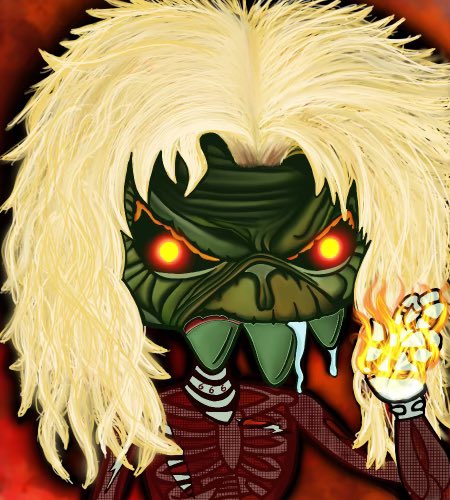 sirdunksalot420's tweet photo. Having just finished his most recent tour with Iron Maiden. Eddie, rumored to have the number of the beast was last seen running to the hills of Bonesville. If you see him, run for your lives. #makeyourevolved @CroskullNFT https://t.co/LDaTsX5VSQ