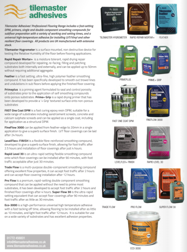 .<a href="/tilemasteradhes/">Tilemaster Adhesives</a> explains its professional flooring range below in our most recent LVT supplement 👇😊 
contractflooringjournal.co.uk/lvt-april2022/…
#tilemaster #adhesives #lvt
