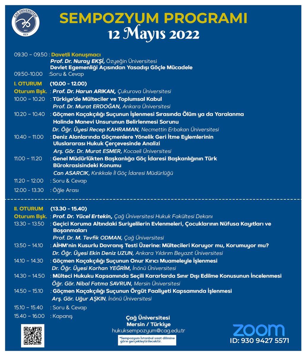 Çevrimiçi gerçekleştirilecek Uluslararası Göç ve Mülteci Hukuku Sempozyumu'na davetlisiniz!