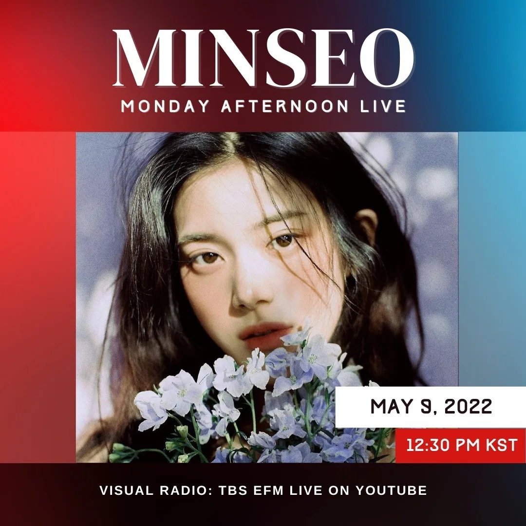 kimtheminseo's tweet photo. #minSCHEDULE
📌 7th May 2022
🎤 MBC MUSIC CORE
🕒 3.15 PM KST
---
📌 9th May 2022
🎙️Visual radio : TBS EFM
🕧 12.30 PM KST https://t.co/oPYAwZxv7V