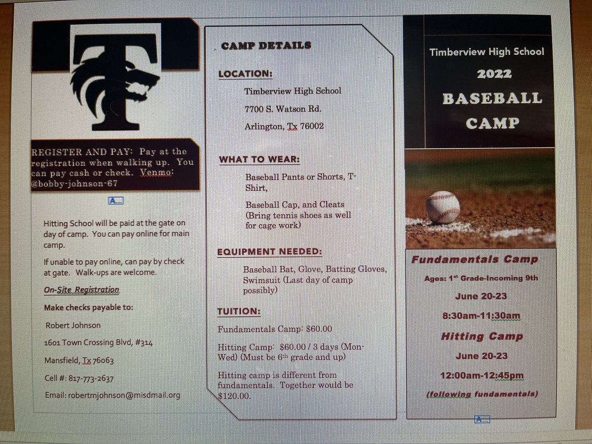 tview_baseball's tweet photo. It’s that time of year! The Wolves Baseball Camp is right around the corner! Come get some work before your World Series tournaments! Fundamentals and some fun! June 20-23! #wolvesup #workingtobebetter https://t.co/VCjguHe920