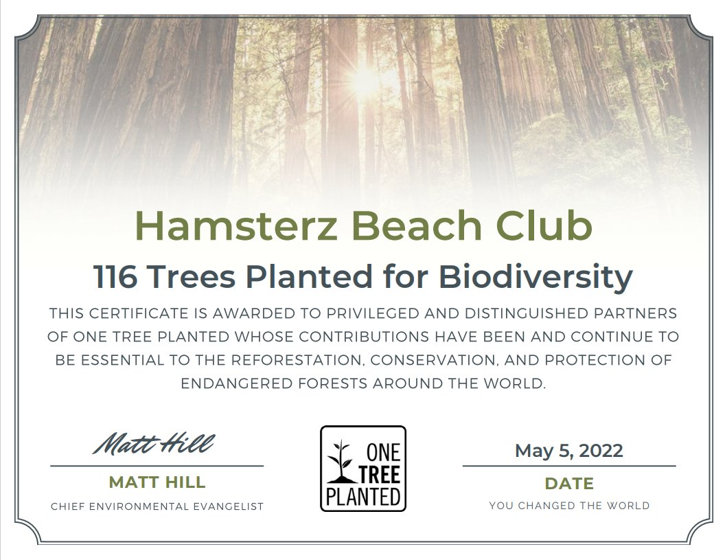 My hamsterz, I'm proud of you! 🌳🐹

You vote we do! 

You choose to act for biodiversity in Africa. A nice project.  

Here is the certificate from <a href="/onetreeplanted/">One Tree Planted</a> for this first wave! 

#AVAX #GREENCHAIN