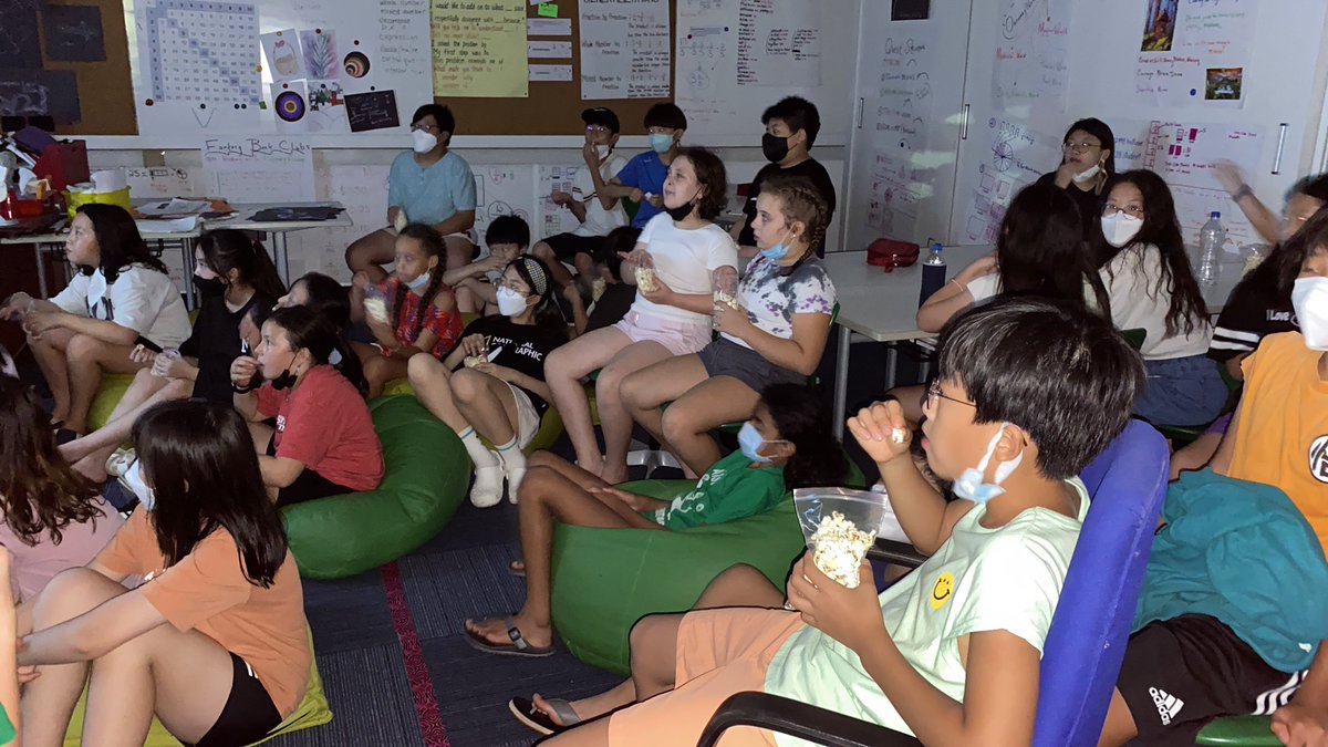 AISCElementary's tweet image. #AISCGrade5 Sleepover event: movies, games, talent show spells fun!
