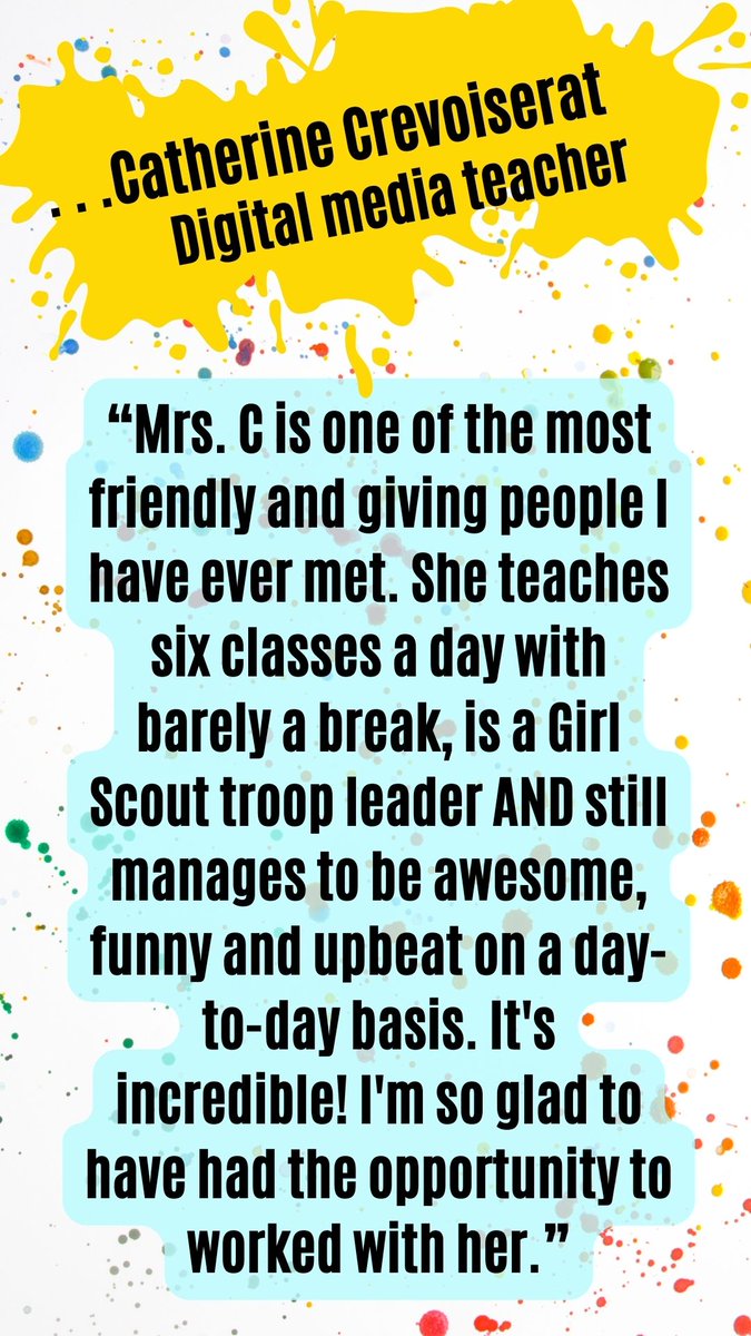 scs_ptsa's tweet image. #SCSTAW2022 #SCSTeacherShoutOuts
It&apos;s Ms. Crevoiserat!