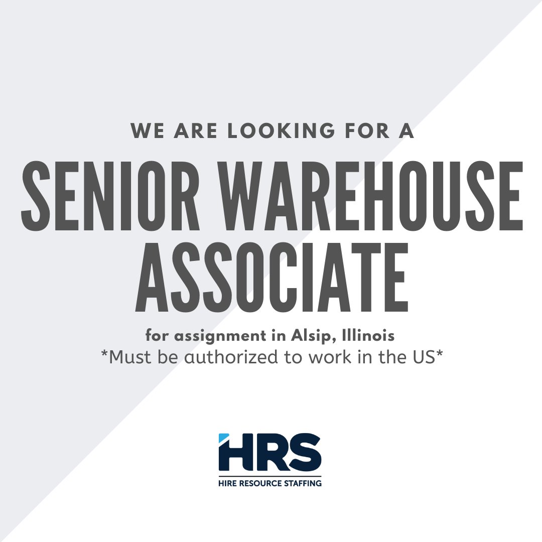 Hire Resource Staffing on Twitter "We are hiring a Senior Warehouse