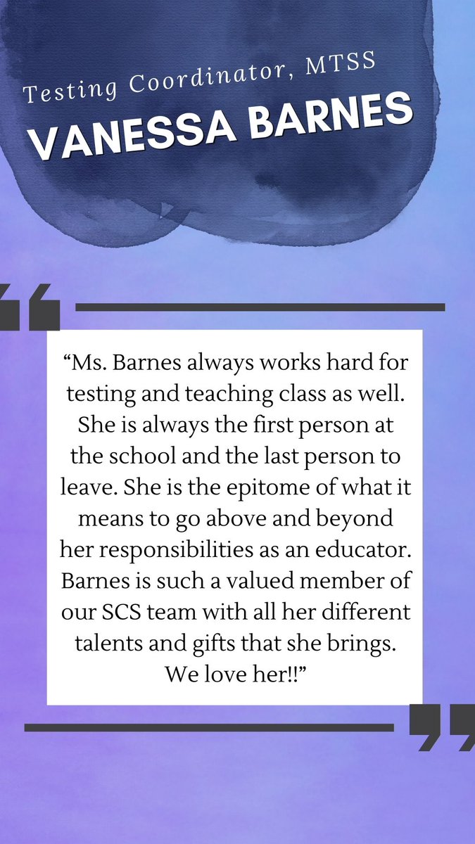 scs_ptsa's tweet image. #SCSTAW2022 #SCSTeacherShoutOuts
It&apos;s Vanessa Barnes!