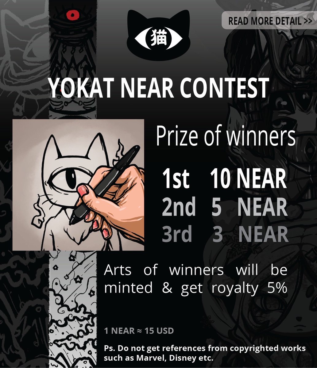 yokat_op's tweet photo. 🎉YOKAT NEAR CONTEST🎉 #yokatnearcontest 

📍The time is out to participate in this event.  Thank you to everyone who participated in this event.
📍We will announce the winners on Fri 13th 14:00 UTC

#SolanaNFTs #PARASnft #NEARProtocol #NFT #NFTTHAILAND #NEAR #NEARnft https://t.co/AFnz7HwPbb