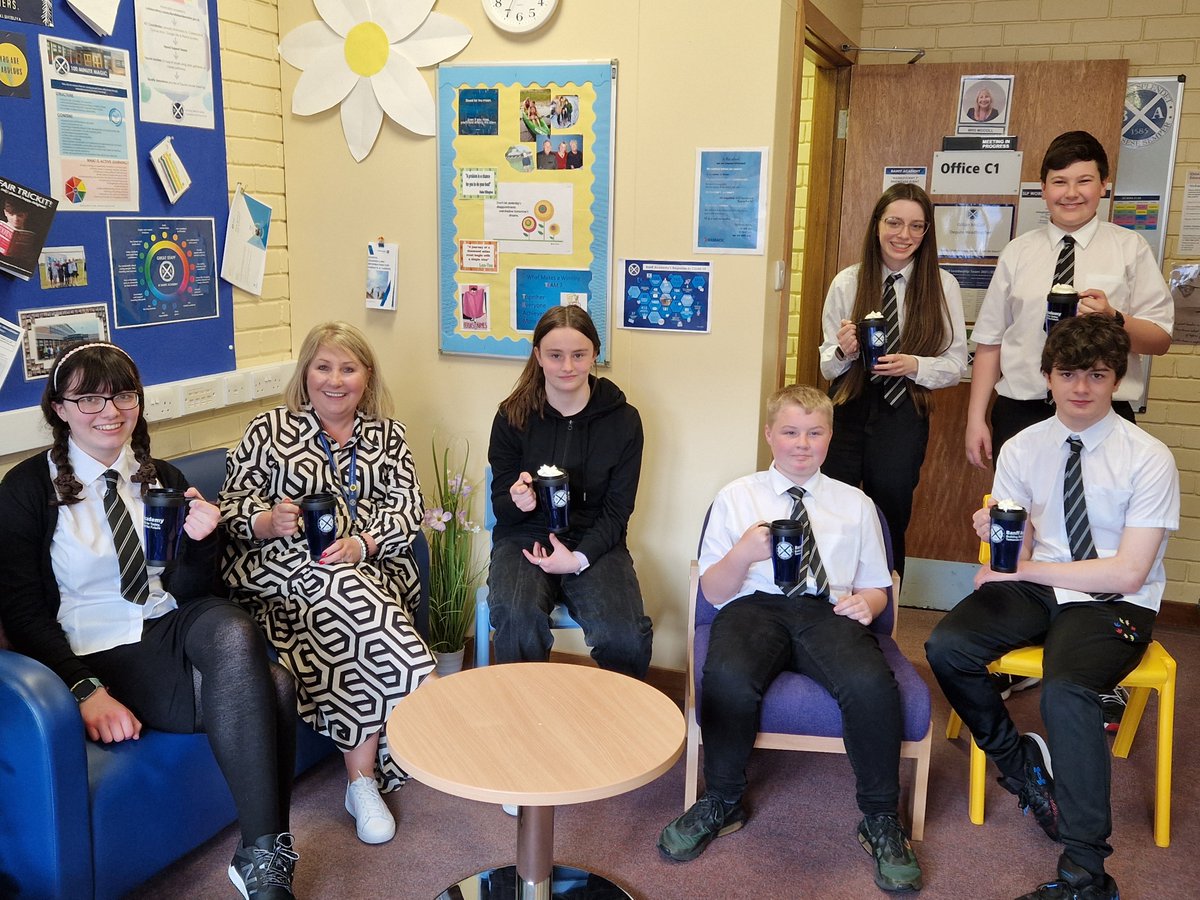 BanffAcademyBXA's tweet photo. 🌟 Hot Chocolate Friday 🌟
Deputy Head Teacher Ms McColl was joined for a hot chocolate by our S3 STEM Leaders who have spent the last 2 weeks challenging our S1 Squads to make a paper aeroplane with good aerodynamics to fly the furthest.
Well done! 🏆 #recognition #overandabove https://t.co/Uj2cKxTg77