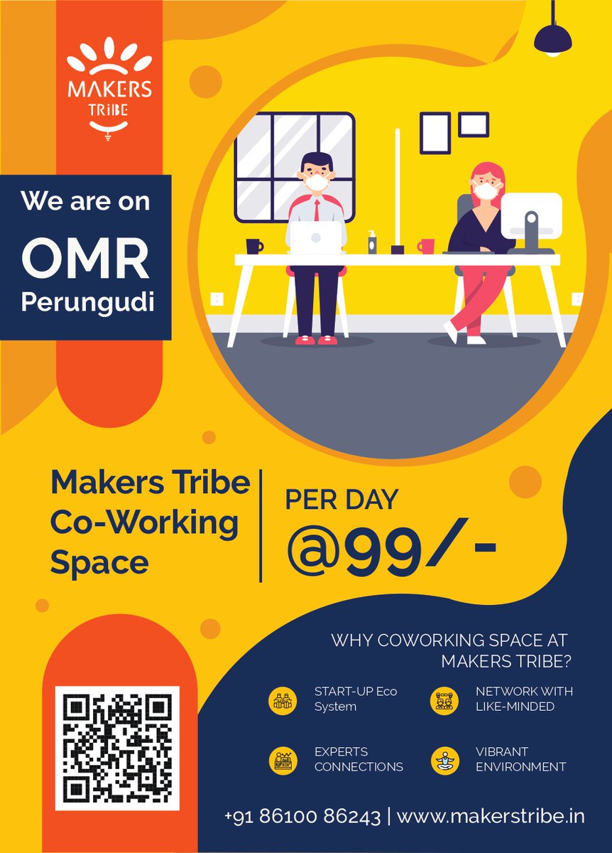 makers_tribe's tweet photo. We provide you a best co-working space in Chennai Located at the heart of the city at OMR, we offer flexible vibrant space for your co-working. 
For more details contact,
hello@makerstribe.in

#coworking #coworkingspaceinchennai #officespace #chennai #freelancers #entrepreneur https://t.co/fuf8rjSdyx
