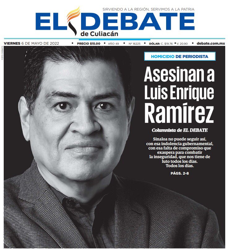 ELDEBATE's tweet photo. Sinaloa no puede seguir así, con esa indolencia gubernamental, con esa falta de compromiso que exaspera para combatir la inseguridad, que nos tiene de luto todos los días. Todos los días. 
#JusticiaParaLuisEnrique #NoDisparenALaPrensa https://t.co/u4kKIz8Z3S