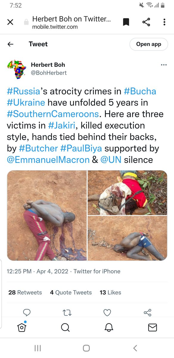 AmbaCitizens's tweet photo. @CanadaCameroon Enforced disappearance,targeted killings and systemic brutal #Genocide by #Cameroon in #Ambazonia. https://t.co/KjdLNCh5A5
