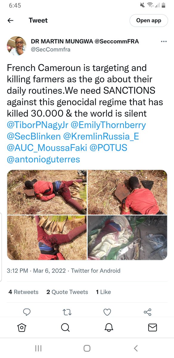 AmbaCitizens's tweet photo. @CanadaCameroon Enforced disappearance,targeted killings and systemic brutal #Genocide by #Cameroon in #Ambazonia. https://t.co/KjdLNCh5A5
