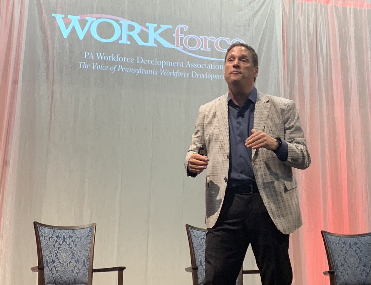paworkforce's tweet photo. @MarkPerna bringing the energy, education and insight to the audience as our closing Keynote!! #WhYGeneration #WkDevRedesigned #WkDevWorksPA https://t.co/edcho4XBWC
