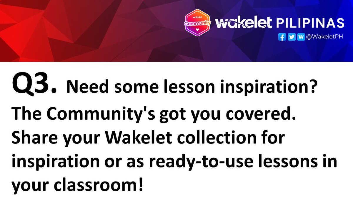 cksapungan's tweet photo. Q3. Need some lesson inspiration? The Community's got you covered. Share your Wakelet collection for inspiration or as ready-to-use lessons in your classroom!
#WakeletWave🌊
#WakeletPilipinas #WakeletPHCommunityWeek
@wakeletPH https://t.co/9nZJ8RHNZX
