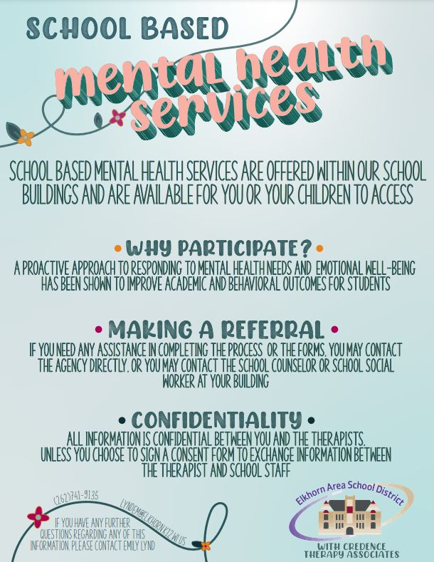 JacksonJrElks's tweet photo. Mental health services are available for students at school. To learn more, please contact School Social Worker, Taylor Fettig at fettta@elkhorn.k12.wi.us or School Counselor, Wylie Gahart at gahawy@elkhorn.k12.wi.us. https://t.co/bnQu7vONwJ