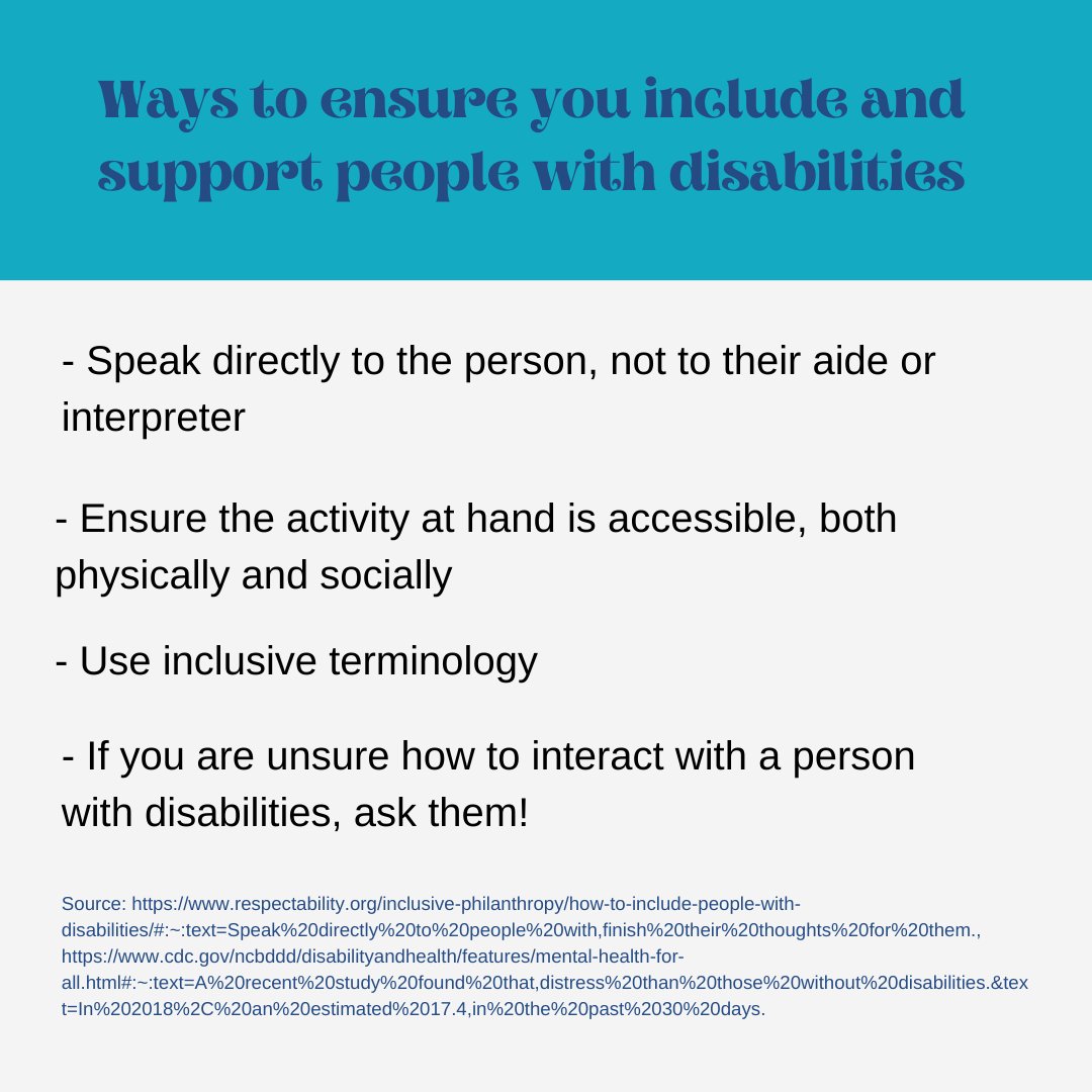 ConnCollSAS's tweet photo. Swipe to learn more about the disproportionate impact of mental distress on people with disabilities and what you can do to support them! https://t.co/AcC7JZWaxp