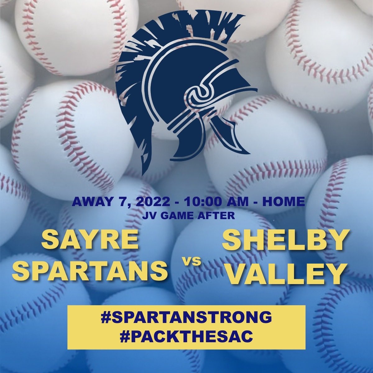 sayrespartans's tweet photo. The varsity baseball team will take the field tomorrow morning against Shelby Valley in at 10:00AM match up. Sayre continues to prepare for District play, which will start next week, with this non-conference game. #SayreBaseball #SpartanStrong https://t.co/uC0jLibCP7