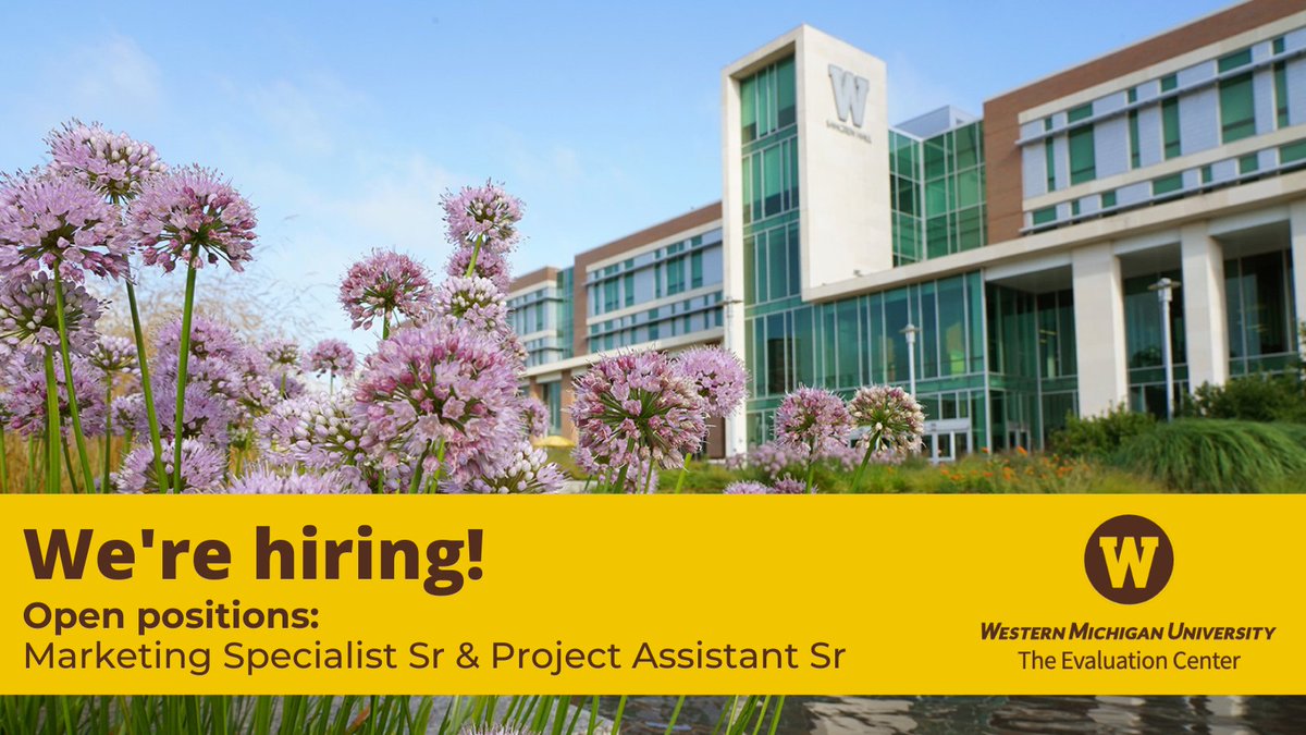 EvalCenterWMU's tweet photo. The Evaluation Center is hiring! We're looking for a #Marketing Specialist and a Project #Assistant to join our #Kalamazoo team. Learn more and apply at https://t.co/MapIlxsT9f - search for posting #0606178 or #0606177. #kzoojobs #kzoo #SWMichigan #Michiganjobs #WMUjobs https://t.co/DZagJ9l6kJ