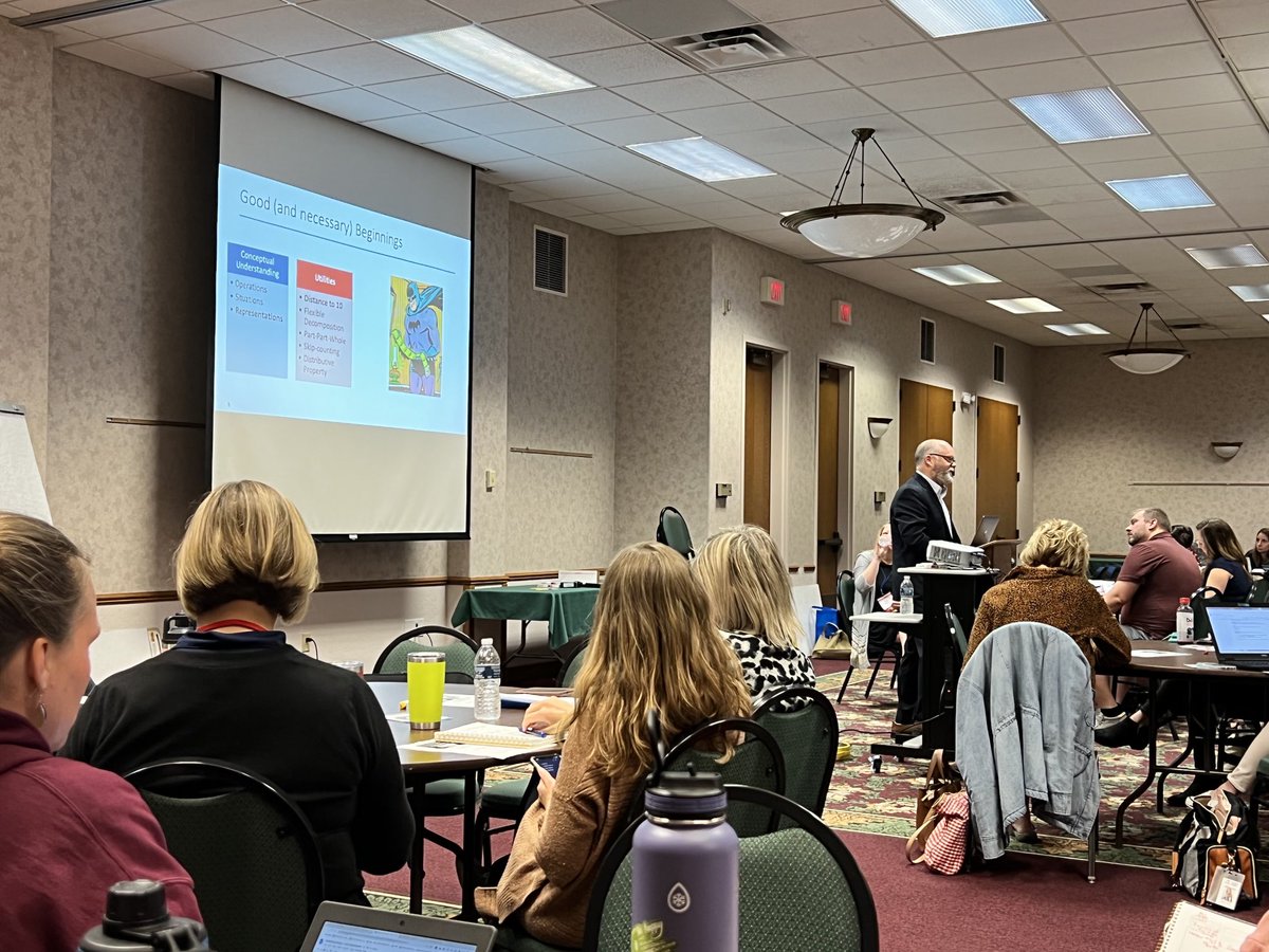 WisMathCouncil's tweet photo. @JohnSanGiovanni talking about Good Beginnings in fluency to a full house. #wismath22 https://t.co/OizdHdNLgs