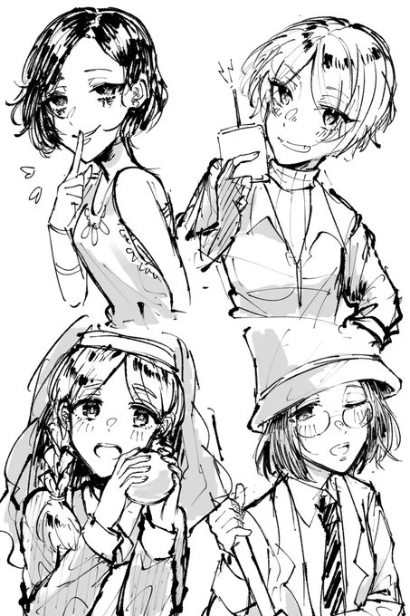らくがき あんま描いてない女子鯖達 