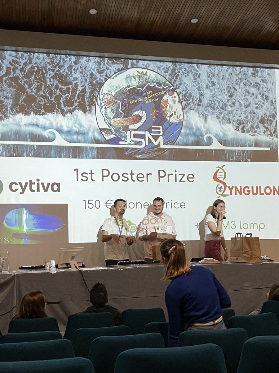 PCallypso's tweet photo. Congrats @LucasDupuis10 for your 1st poster prize !! Thank you for inviting us tonight to celebrate it with your wonderful prize, so sooo nice @jsm3marseille https://t.co/Zrx5RTT7UF