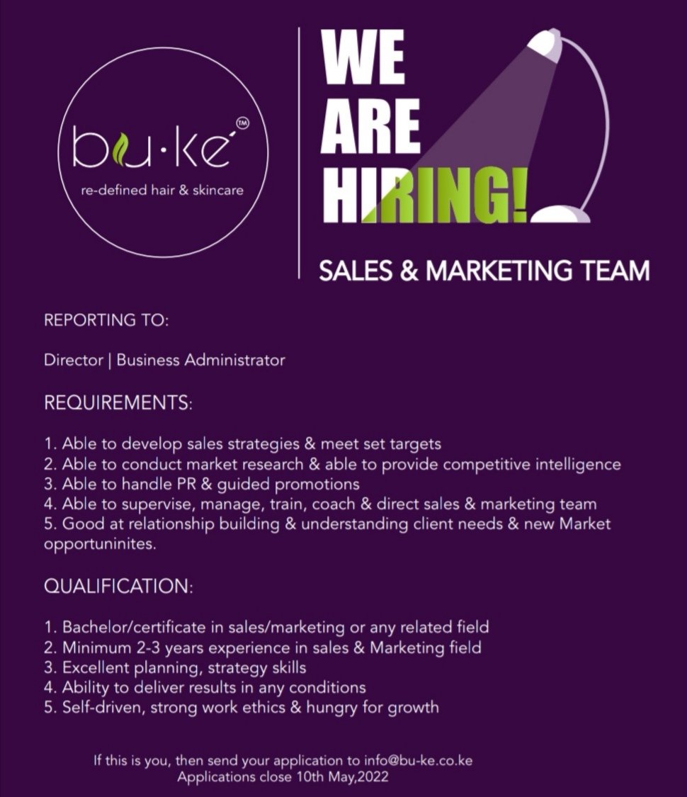 BukeBrands's tweet photo. #Today is the opportunity to build the #tomorrow you want....

#jobalert #jobskenya https://t.co/nIkq8r1Upi