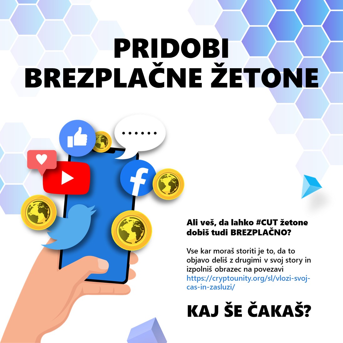 CryptoUnityCUT's tweet photo. Ali veš, da lahko #CUT žetone dobiš tudi BREZPLAČNO? 
https://t.co/AhhQAvWtS7
KAJ ŠE ČAKAŠ? 🚀🔥 https://t.co/zFC4TxPZPf