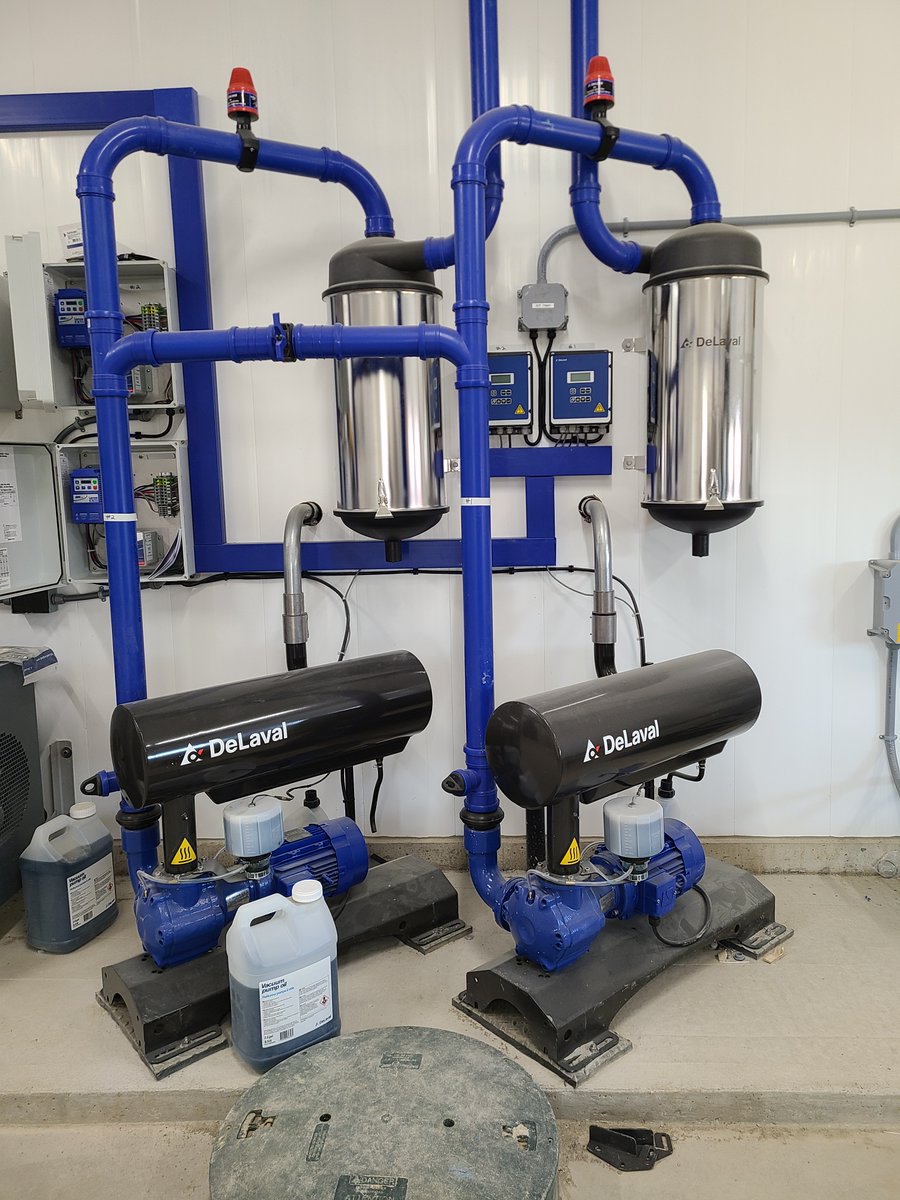 DortmansB's tweet photo. Progress Report -barns are being cleaned after concrete. Cows are getting used to their new collars with activity monitors. Delpro system and cow data being prepared. This pair of VMS 310s will soon be ready to get rocking! #DeLaval #vms310 https://t.co/VCJaORsS5Q