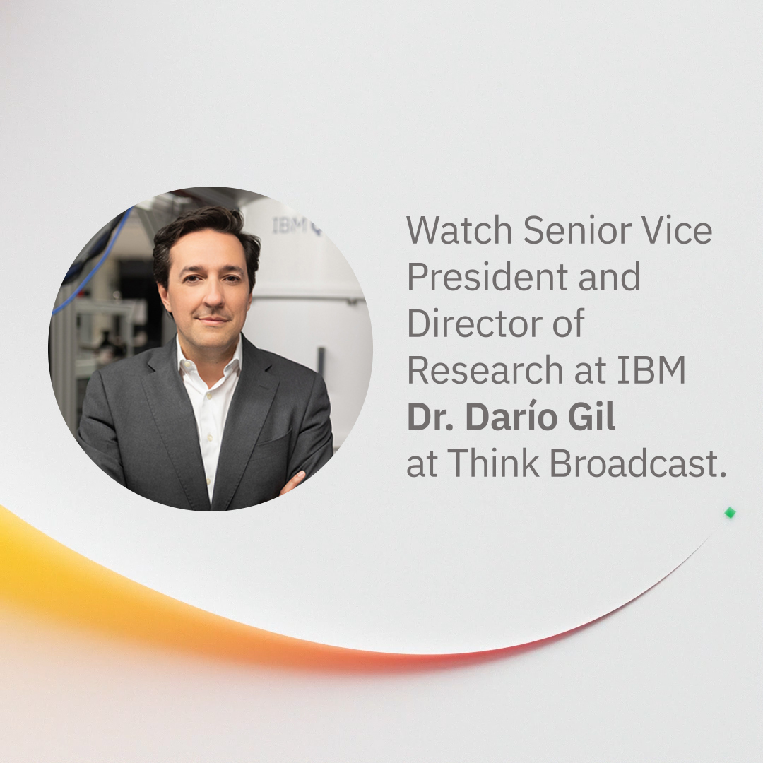 IBM's tweet image. What is in store for IBM’s most advanced technologies? Find out at Think Broadcast with SVP and Director of IBM Research Dr. Dario Gil on May 11: ibm.co/3kIUr94

#Think2022