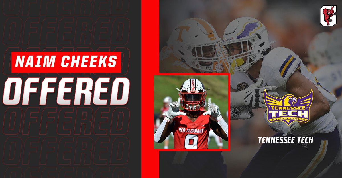 Congratulations to ‘23 RB Naim Cheeks on adding his 3rd D1 offer from Tennessee Tech! Has had an explosive spring so far! 💨💨💨 
#RecruitTheG🐘‼️