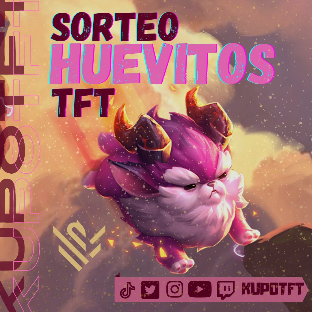 ItsMeKupo_'s tweet photo. 🔥 ¡Sorteo de x40 Huevitos!

Para participar:
✅Sígueme @KupoTFT 
💖 Like al tweet
➡️ RT al tweet
‼️ Etiqueta a 2 amigos y comenta servidor

¡2 Ganadores, 1 de LAN y 1 de LAS, cada uno se lleva 20 huevos! 
Anuncio ganadores en stream 05/11/22

#LeaguePartnerProgram #LPP https://t.co/q8363MxuwG